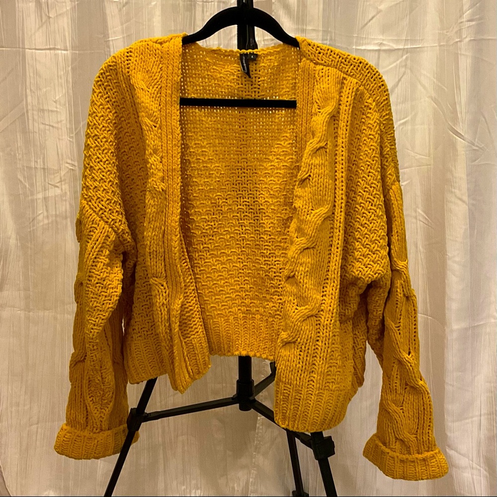 Moon&Madison Golden Yellow Cable Knit Cardigan